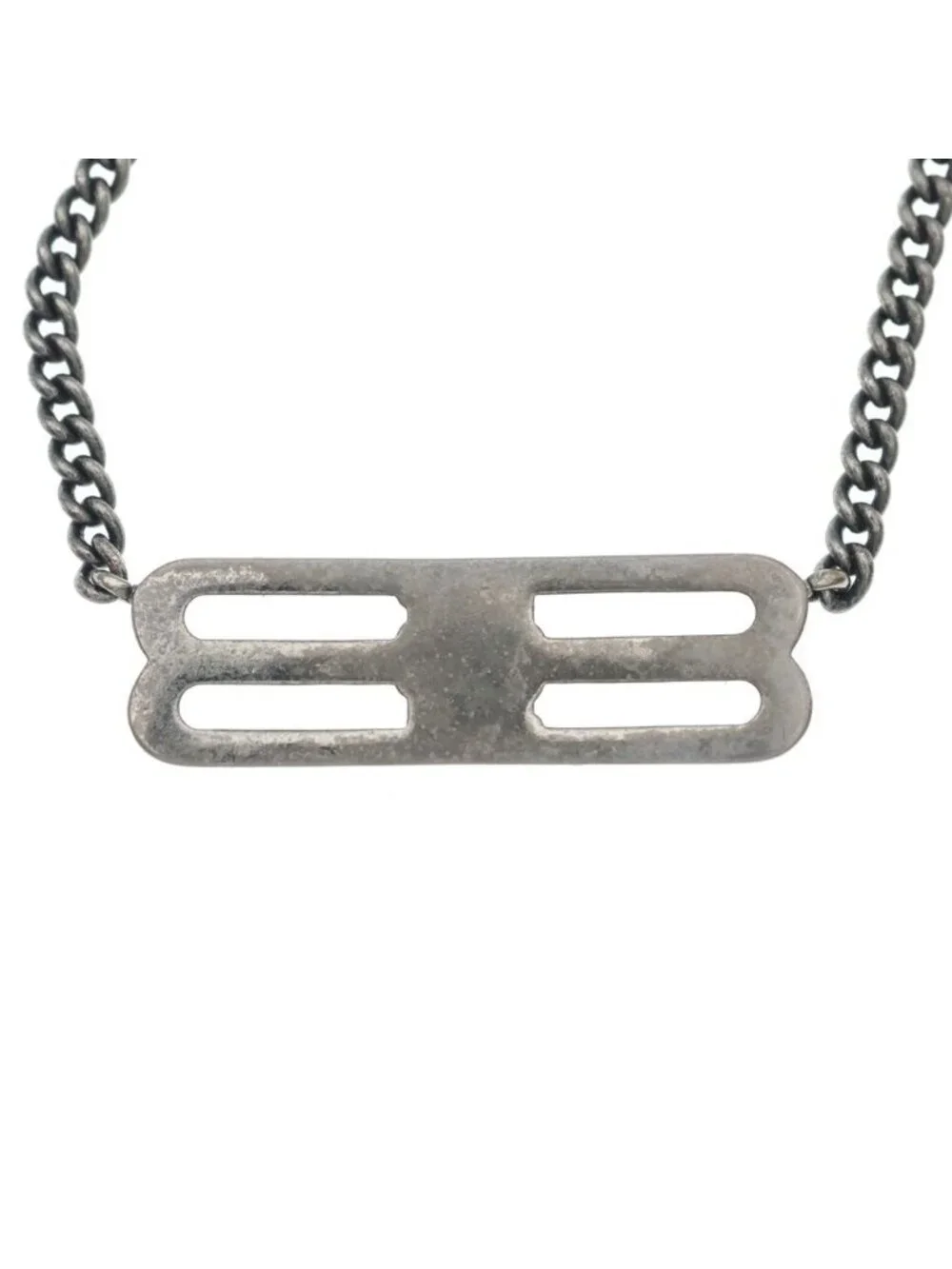 Balenciaga BB Icon Antique Silver BB Chain Necklace